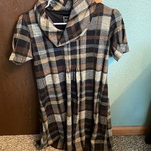 Cowl neck sweater dress